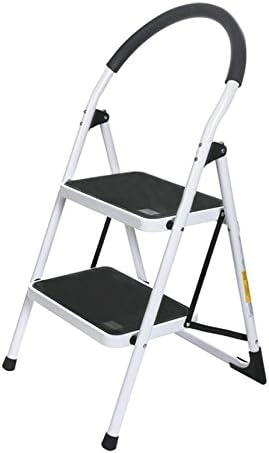 DEALKOO Upper Reach Reinforced Metal Folding 2 Step-Ladder Household Kitchen Stool