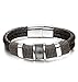 FIBO STEEL Stainless Steel Braided Leather Bracelet for Men Cuff Bracelet 8.5 inches Brown