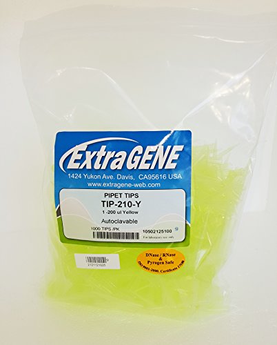Extragene 200ul / Universal Pipette Tips, Yellow, DNase/RNase free Autoclavable Pk x 1,000 ea