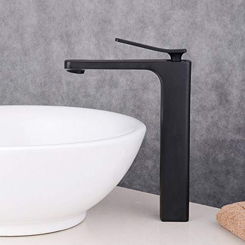 Beelee Bathroom Sink Faucet Deck Mounted Waterfall Brass ORB Bathroom Sink Mixer Faucet - Black Color