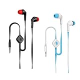 Earbuds with Microphone,Pack of 2 3.5MM Wired Earphones Headphones with Remote Control for Apple iphone Samsung(black-blue)
