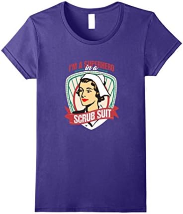 Womens I'm a Superhero in a Scrub Suit T-Shirt XL Purple
