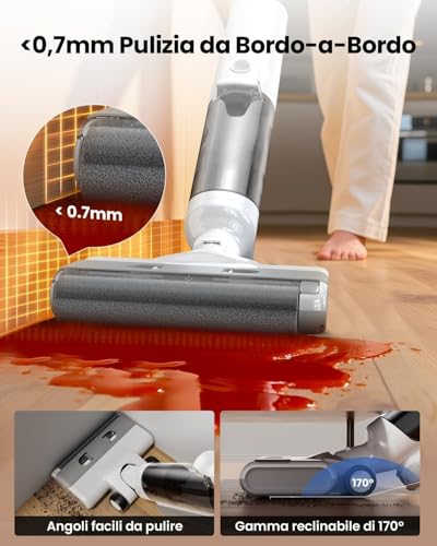 Proscenic F10 Ultra Cordless Vacuum Cleaner 3-in-1 Floor Cleaner for 60 Minute Solids and Liquids, Lightweight Vacuum Cleaner for Solids and Liquids 1.3L, Self Cleaning, Corner and Edge Cleaning