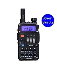 Walkie Talkies de alta potencia Radio BF-F9HP de banda dual de 8 vatios (136-174MHz VHF y 400-520MHz UHF) Incluye kit completo con batería grande de Luiton