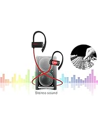 tritina Auriculares Bluetooth con Mic   Estéreo Deporte Auricular Auriculares + Memory Foam Sweatproof   Auriculares in ear para correr, jogging, con cancelación de ruido de la música Rojo y negro
