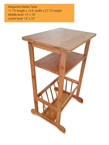 SplashSoup Bamboo Side Table | Compact Book Magazine Media Rack End Piece | Natural Bathroom Towel Stand | Living Room Corner Organizer & Entryway Caddy - Thumbnail 2