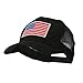 6 Panel Mesh American Flag White Patch Cap - Black OSFM