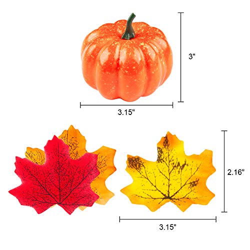 Toopify Artificial Pumpkins, 20PCS 3.15" Fake Pumpkins with 30PCS Lifelike Maple Leaves, Lifelike Simulation Pumpkins for Decorating Halloween Thanksgiving Wedding Centerpieces