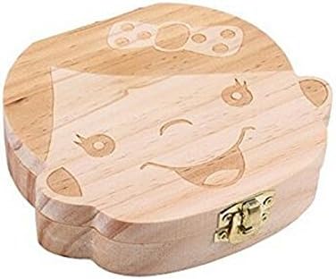 Wendin Baby Wooden Teeth Save Box Milk Teeth Wood Case Storage Kids Keepsake Organizer (Girls)