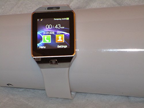 Amazing Specialty Smart Watch DZ09 - Bluetooth connects Android or iPhones - SIM + micro SD Memory Card Slots - Fitness Tracker - Sleep + Sedentary Monitor - Camera Phone Text FB Audio (Silver-White)