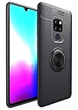 Case for Huawei Mate 20 X Taiaiping Soft TPU Material Suitable for Automotive Magnet Brackets Invisible Ring Bracket Multi-Function Protective Shell (Black)