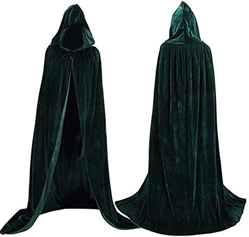 AricyUnisex Hooded Cape Long Velvet Cloak with Hood Halloween Christmas Cosplay Costumes 43-71inches