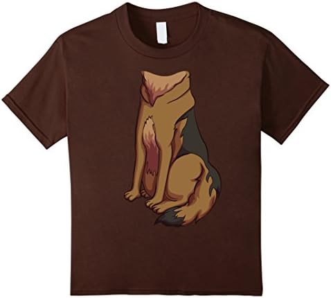 Kids German Shepherd Costume T-Shirt for Halloween Dog Animal Tee 10 Brown