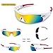 RIVBOS 805 POLARIZED Sports Sunglasses with 5 Set Interchangeable Lenses for Cycling (White&Red)