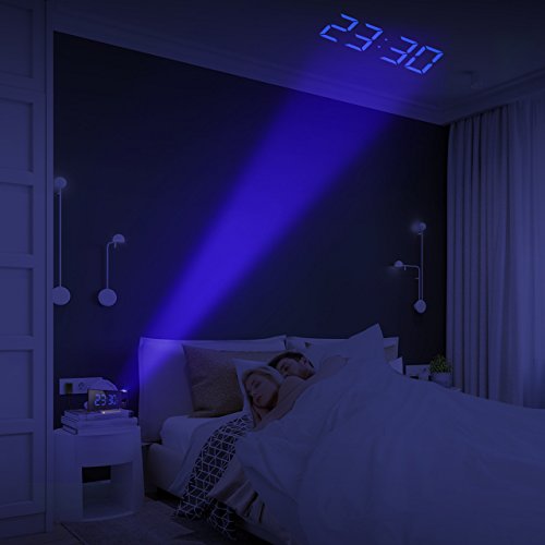 Mpow [Gen-2] Projection Alarm Clock, Arc-shaped Projection Clocks with 5 Inch Dimmer LED Display, Digital Clock Radios for bedroom with Dual Alarm, 12/24 Hours, Backup Battery for Power Outage - Thumbnail 7