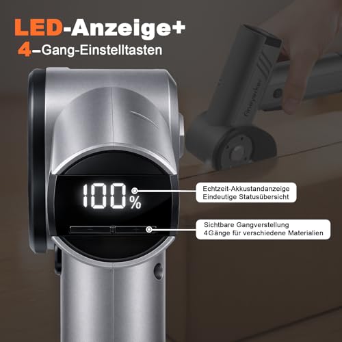 Tijeras eléctricas 4 velocidades corte cartón tela cuero PVC USB-C LED（Gris）