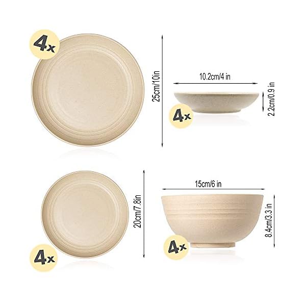 20-Pieces-Wheat-Straw-Dinnerware-Sets-Lightweight-Plates-Bowls-Spoon-and-Fork-Set-Unbreakable-Tableware-Set-for-Picnic-Party-BBQ-Wedding-Camping-B6 20 Pieces Wheat Straw Dinnerware Sets, Lightweight Plates Bowls Spoon and Fork Set, Unbreakable Tableware Set for Picnic Party BBQ Wedding Camping (B6)
