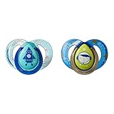 Tommee Tippee Closer to Nature Night Time Orthodontic Infant Soother Pacifier, 6-18 Months - 2 Pack (Colors May Vary)