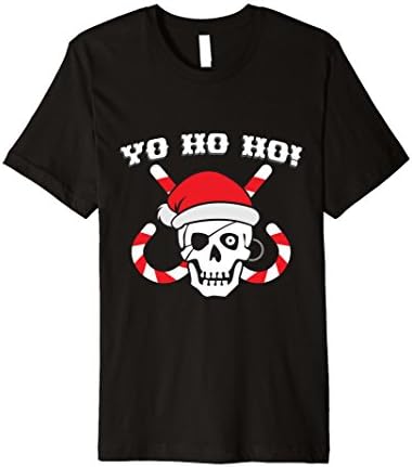 Mens Pirate Santa Yo Ho Ho Christmas Premium Pirates T-Shirt Gift Large Black