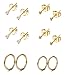 FIBO STEEL Stainless Steel Cartilage Earrings for Men Women Ball CZ Stud Earrings Helix Conch Daith Piercing Jewelry Set G