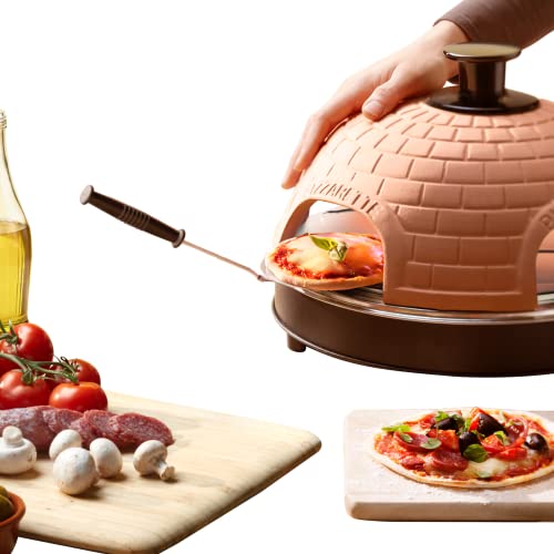 Emerio Po-115985 Poêle À Pizza Originale En Terre Cuite Fabriquée À La Main Avec Design Breveté Pour Mini Pizza, Véritable Plaisir Familial Pour 4 Personnes, Po-115985