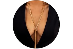 IFKM Long Gold Necklace for Women Dainty Lariat Gold Necklaces 14k Gold Plated Twist Snake Chain Y Necklace Simple Charm Trendy Jewelry Women Girls Gifts