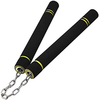 25cm/28cm children Kung Fu Martial Arts Safety Foam Nunchakus Sponge Double Baton with Stainless Steel Chain (25cm,black)