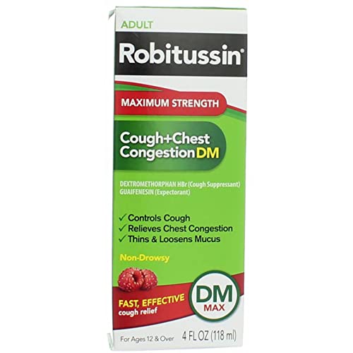 Robitussin DM Max Cough Plus Chest Congestion Syrup, 4 Fluid Ounce 24