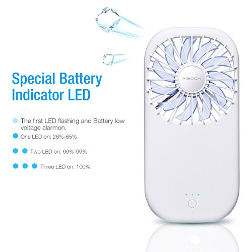Aibocn Handheld Mini Fan Portable Cooling Fan Personal 3500mAh USB Rechargeable Fan for Travel, Camping and Outdoor Activities - Thumbnail 2