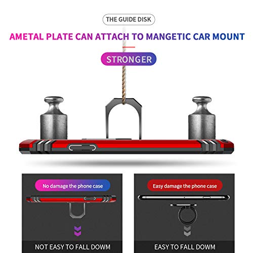 LeYi Compatible for iPhone XR Case with Tempered Glass Screen Protector [2 Pack], [Military-Grade] Defender Protective Phone Case with Magnetic Ring Kickstand for iPhone XR 10 10XR, Red