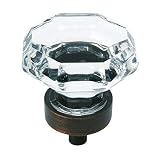Cosmas 5268ORB-C Oil Rubbed Bronze Cabinet Hardware Knob with Clear Glass - 1-5/16" Diameter - 20 Pack