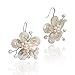 Mother of Pearl and Cultured Freshwater Pearl Hawaiian Plumeria Flower .925 Silver Earrings