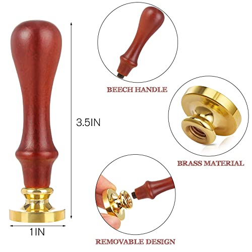 Wax Seal Stamp Set, 4 Pieces Vintage Christmas Santa Wax Seal kit Including Plant Series Brass Head and Wooden Handle with Gift Box. (for Letters and envelopes Stationary(Botany Pattern Suit))