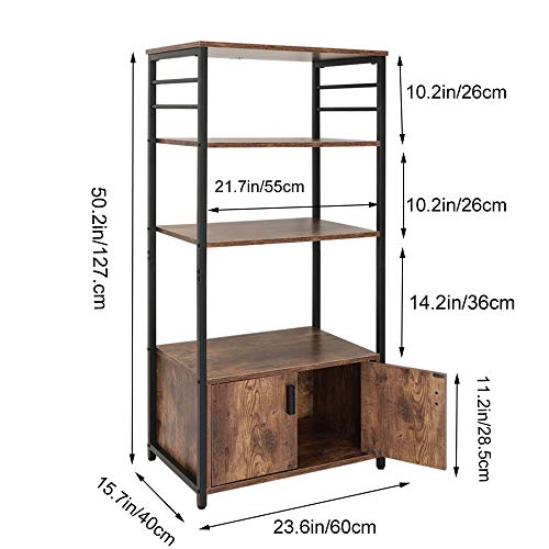 image for Iwell Kitchen Baker's Rack with 1 Cabinet and 8 Hooks, 4-Tier Utility 
