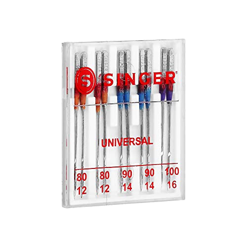SINGER Universal Regular Point Machine Needles, 20-Count, Sizes 80/12, 90/14, 100/16