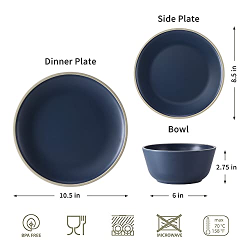 Gufaith Melamine Dinnerware Sets for 4,12 Piece Melamine Plates and
