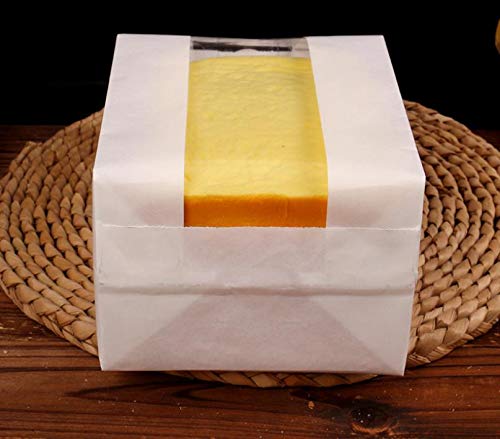 Pack of 30 Paper Bread Loaf Bag Kraft Food Packaging Storage Bakery Bag with Front Window, Label Seal sticker included (White, 12.2''x4.7''x3.54'') - Thumbnail 3