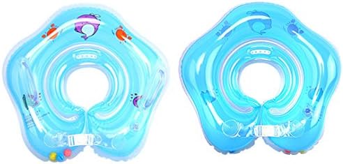 Floating Swim Ring PVC Inflatable Baby Shoulder Strap 1-18 Months Infant Swimming Pool Bath Neck Safety by For Happy Pets US STOCK (4 Colors) (Blue)