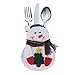 DegGod 8Pcs Christmas Tableware Holders Set, White Snowman Knife and Fork Bags Covers for Thanksgiving New Year Christmas Party Decorations Xmas Dinner Table Decor Ornaments (Snowman)