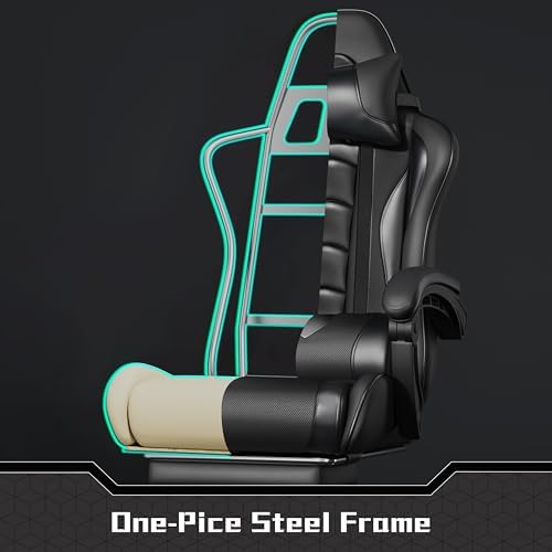 Silla Gaming con Masajeador Silla Oficina con Reposapiés Negro