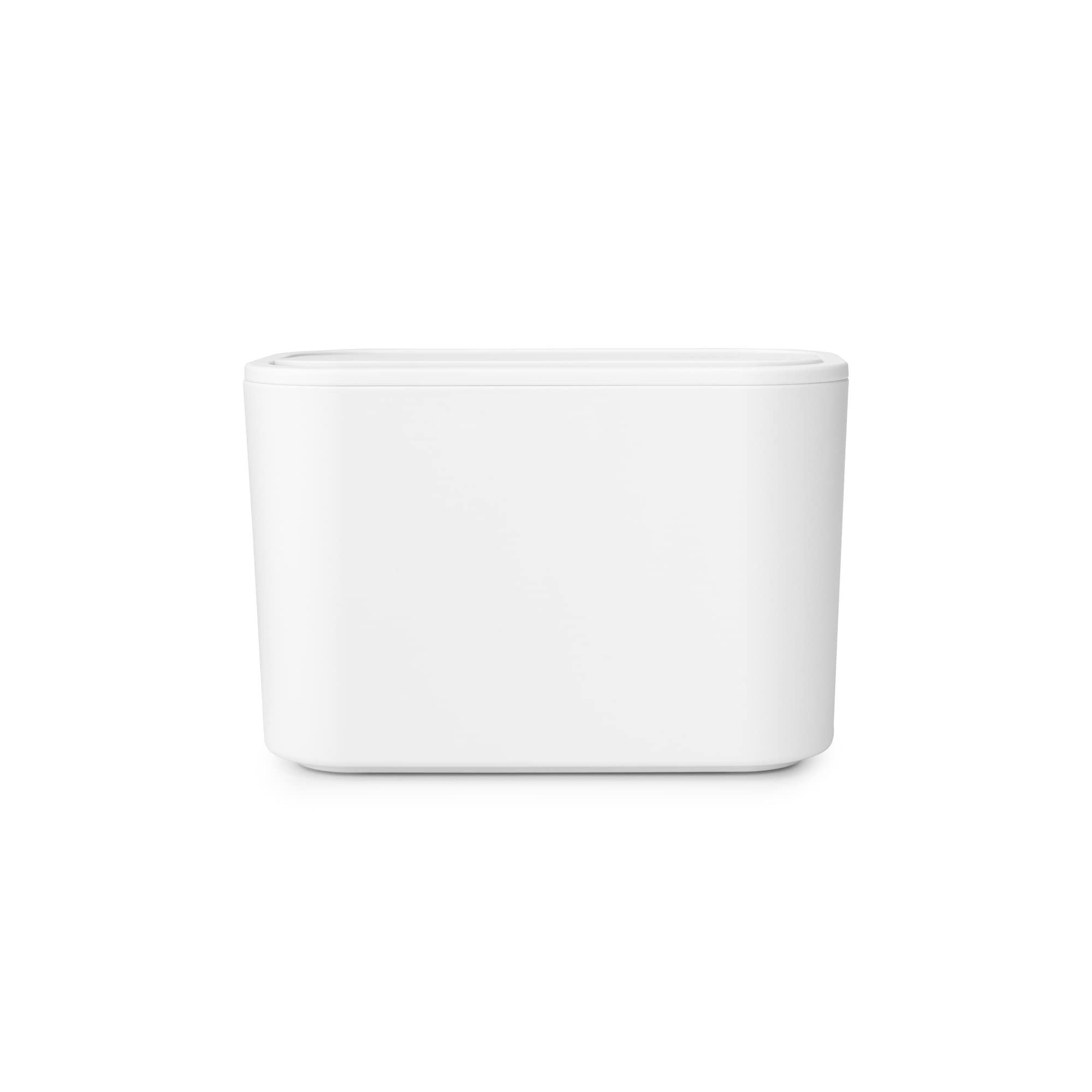 Brabantia - Mindset Bathroom Waste Caddy - Ideal for Small Waste - Removable Swing Lid - Easy to Clean - Non Scratching - Corrosion Resistant - White - 8.5 x 15 x 9.8 cm