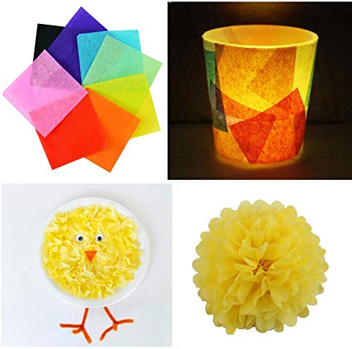 image for young-well 3000 Sheets Tissue Paper Squares, DIY Colorful Gift Tissue 