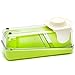 Mandoline Slicer Set with Stainless Steel Blades, Handguard and Food Safe Plastic Container, 4 Different Slicers for Fruits, Vegetables and Cheeses (Green)