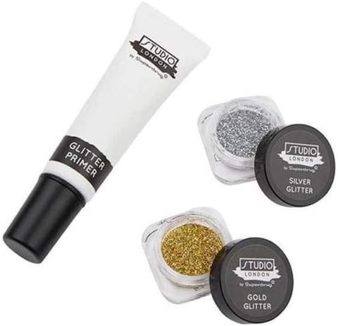 Studio London Glitter Kit - Glitter Fix Primer Gold Glitter Silver Glitter