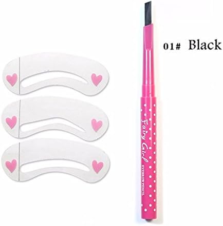 New Waterproof Eyebrow Pencil With Eye Brow Card Tool Lady Rotating Eyebrow Pencil 3Eyebrow Shaping DIY Eyebrow Pen Makeup Set (Black)