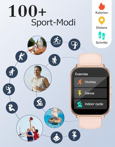 Smartwatch mit Telefonfunktion,Smartwatch für Damen Herren 1.85'' HD Screen