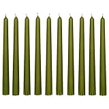 Dripless Tapered Candle Sticks 100% Stearin 9 Tall 3/4 Gauge Smokeless Unscented 10-pack Premium Quality Made in Sweden (Green)