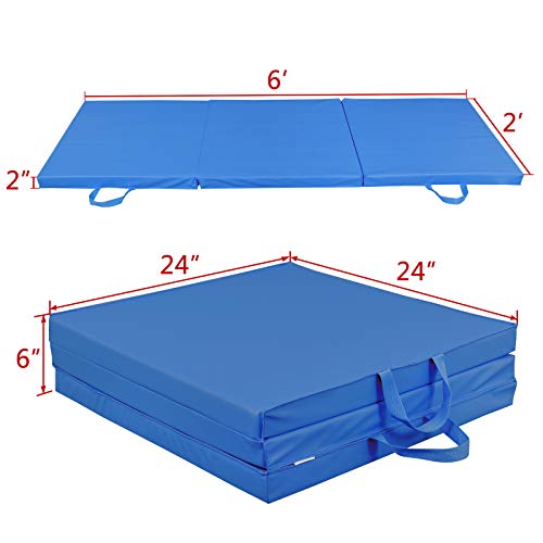 image for ZENY 6' x 2' Exercise Tri-Fold Gym Mat,Aerobics Yoga Workout Tumbling 