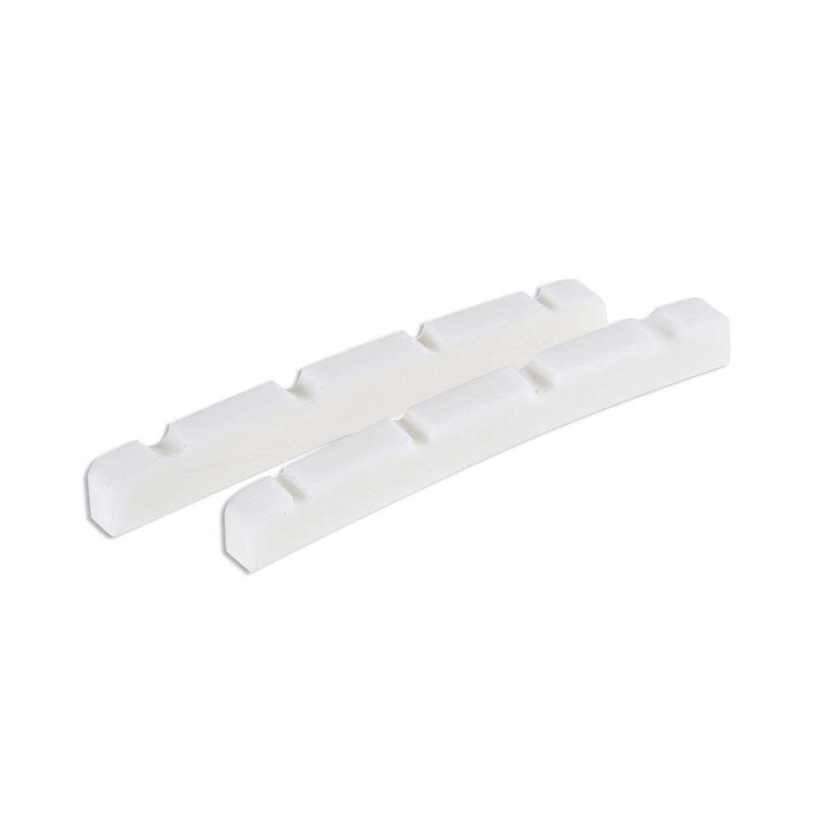 Musiclily 42mm Curved Bottom Slotted Bone Bass Nut for 4 String Precision Jazz Bass Guitar, 42x3.2x4.6/4.8/4.6mm (2 Pieces)