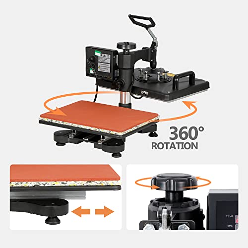 F2C Heat Press Combo 5 in 1 Heat Press Machine, Digital Multifunctional